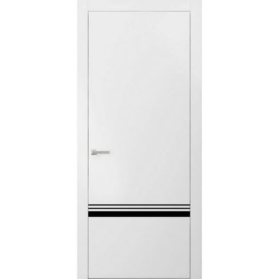 Modern Solid Interior Pre-Hung Door with Handle | Planum 0012 White Silk | Single Regural Panel Frame Trims | Bathroom Bedroom Sturdy Doors-24" x 96"