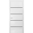 thumbnail image 1 of Modern Solid Interior Pre-Hung Door with Handle | Planum 0015 White Silk | Single Regural Panel Frame Trims | Bathroom Bedroom Sturdy Doors-24" x 84", 1 of 6