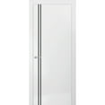 thumbnail image 1 of Modern Solid Interior Pre-Hung Door with Handle | Planum 0016 White Silk | Single Regural Panel Frame Trims | Bathroom Bedroom Sturdy Doors-28" x 96", 1 of 7