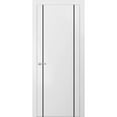 thumbnail image 1 of Modern Solid Interior Pre-Hung Door with Handle | Planum 0017 White Silk | Single Regural Panel Frame Trims | Bathroom Bedroom Sturdy Doors-42" x 96", 1 of 6