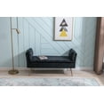 thumbnail image 1 of Modern Solid PlyWood Living Room Bench with Pillows and Arms, Polyester Fabric  Bench for Bedroom End of Bed, Rest Couch Seat with Metal Legs for Living Room Bedroom Entryway, Black, 1 of 9