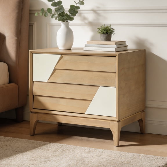 Modern Solid Side Table | Natural Fabric | Living Room