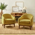 thumbnail image 1 of Upholstered Armchair 2 Pieces Boucle Fabric Solid Wooden Legs Living Room Bedroom Yellow, 1 of 7