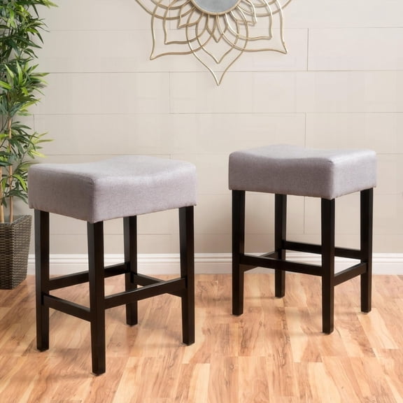 Modern Solid Wood Backless Dining Stools - 2-Pack with Non-Slip Feet