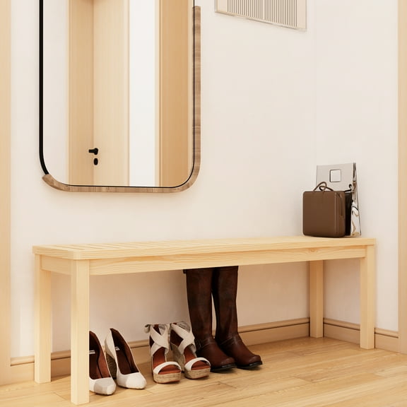 Modern Solid Wood Bedroom Bench, 52" - Sleek Design & Function Foyer Comfortable Height