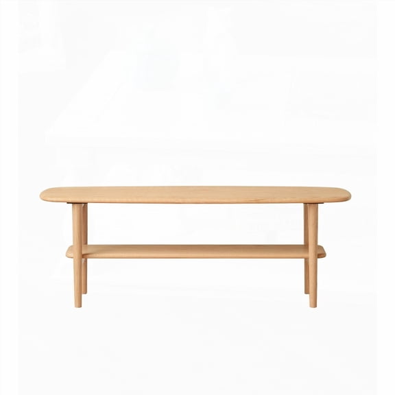 Modern Solid Wood Center Table - 100cm x 40cm x 42cm with Storage Shelf