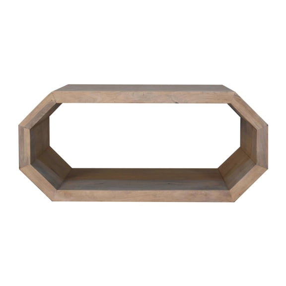 Modern Solid Wood Coffee Table - Hexagonal Marble Style Airy Structure
