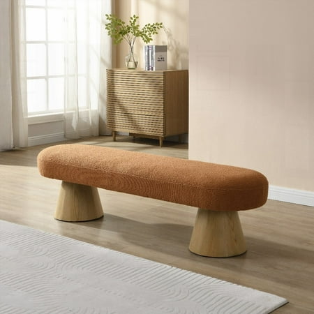Modern Solid Wood Dining Bench - 1-Piece Non-Slip Foot Pads