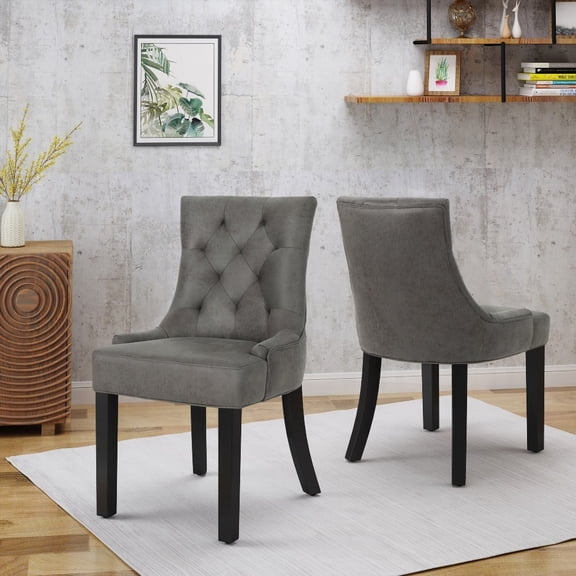Modern Solid Wood Dining Chairs - 2-Pack with Non-Slip Pads