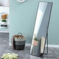 thumbnail image 1 of Modern Solid Wood Frame Full-length Mirror, Floor To Ceiling Mirror, Wall Mounted Dressing Mirror, For Bedroom, Porch, Clothing Store, Gray + Black, 58" * 15", 1 of 11