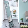 thumbnail image 1 of Modern Solid Wood Frame Full-length Mirror, Floor To Ceiling Mirror, Wall Mounted Dressing Mirror, For Bedroom, Porch, Clothing Store, Gray + Black, 58" * 15", 1 of 11