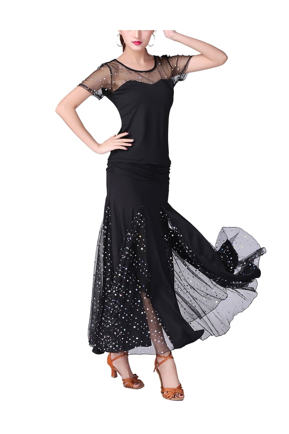 Modern Solo International Ballroom Waltz Dance Performance Routine Wear