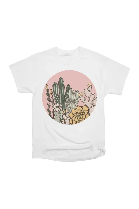 Modern Sonoran Desert Round T-Shirt Tee Gift For Him Merch For Her Apparel For Friend