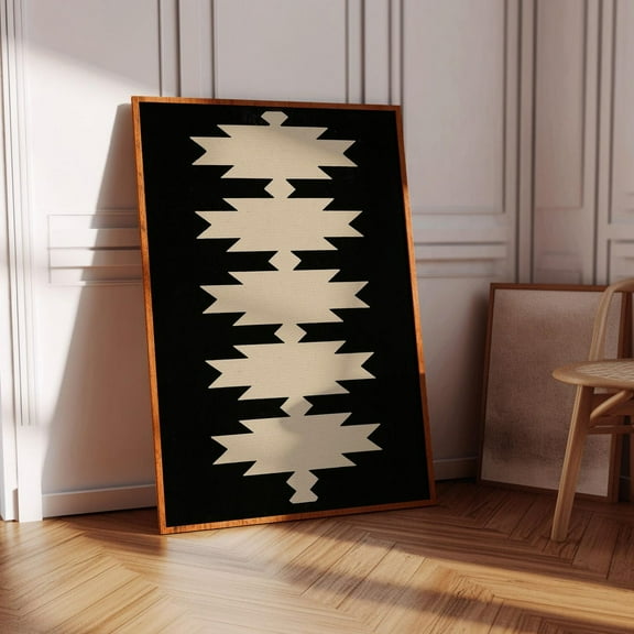 Modern Southwestern Geometric Wall Art – Minimal Tribal Pattern Print – Bold Black And Cream Abstract Boho Decor Wall Art, Modern Wall Decor, 24x36 UNFRAMED