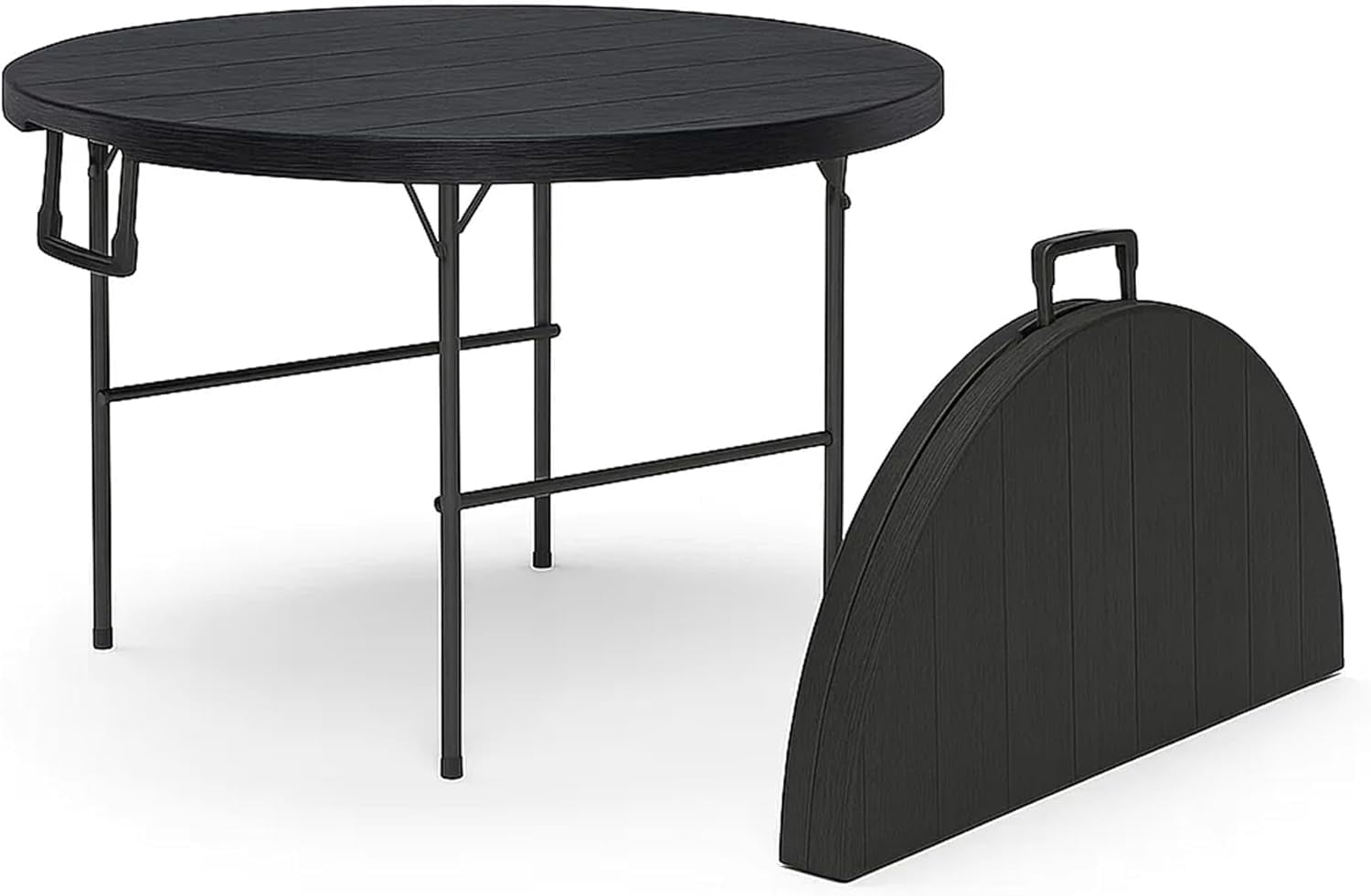 Portable Round Table Our Modern Space 3.5 Feet Circular Round Foldable Table with Built in ...