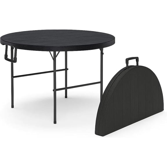 Our Modern Space 3.5 Feet Circular Round Foldable Table with Built in Handle & Steel Legs | Heavy Duty Portable | Perfect for Party, Dining, Wedding, Events, Picnic Indoor, Outdoor, Camping, Utility