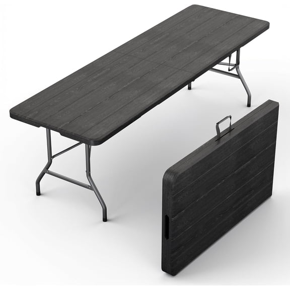 Our Modern Space 8 Feet Foldable Table with Built in Handle & Steel Legs | Heavy Duty Portable | Perfect for Party, Dining, Wedding, Events, Picnic Indoor, Outdoor, Camping, Utility, Temporary