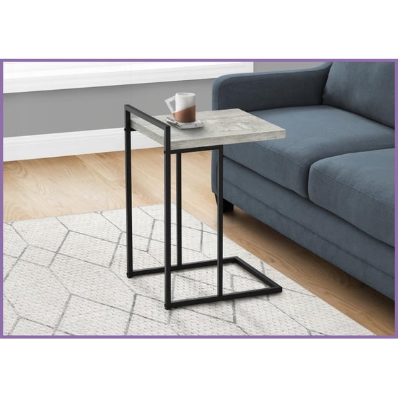 Modern Space-Saving Coffee Table: Grey Wood-Look Laminate, Black Metal Base Easy to Slide Under Sofa/Bed