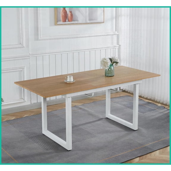 Modern Space-Saving Coffee Table for Living Room - Adjustable Length, Easy-Clean MDF Top, Metal Legs
