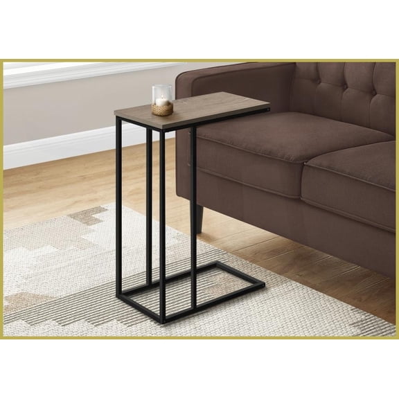 Modern Space-Saving Coffee Table for Living Room/Bedroom - Brown Laminate & Black Metal, Slides Under Sofa