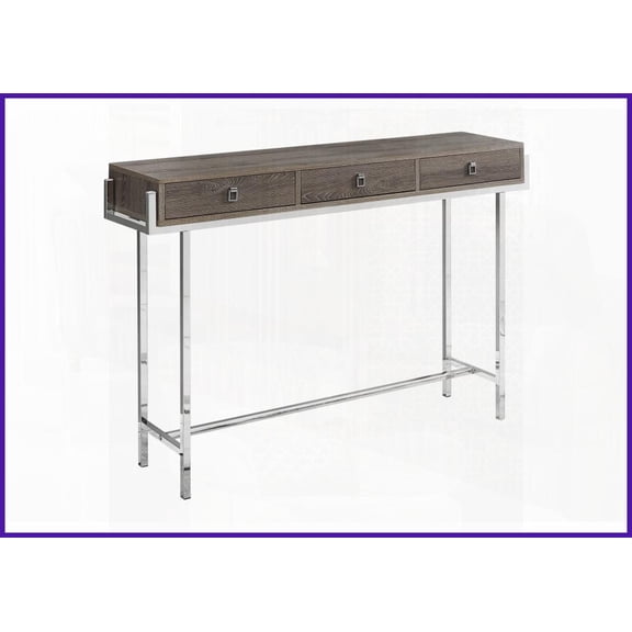 Modern Space-Saving Coffee Table for Living Room, Brown Laminate & Chrome Metal with Storage Drawers