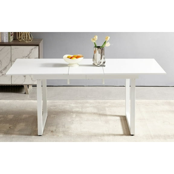 Modern Space Saving Dining Table with Metal Leg|Adjustable Length|MDF Top