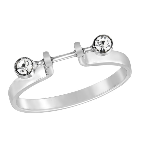 Modern Sparkling Clear Cubic Zirconia Clamp Sterling Silver Ring-8