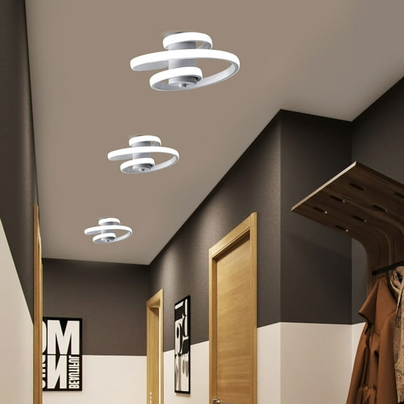Modern Spiral Ceiling Light 18W LED, 32-54 sq ft, 110-240V, Durable Aluminum & Iron, Easy Wall Mount Energy Saving