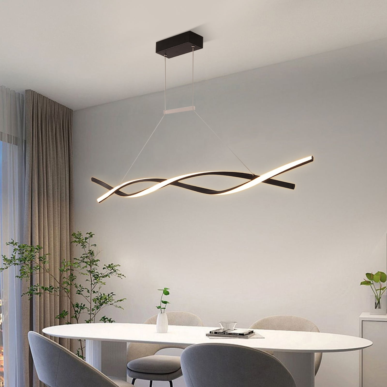 Modern Spiral Linear Chandelier Flush Mount LED Ceiling Light