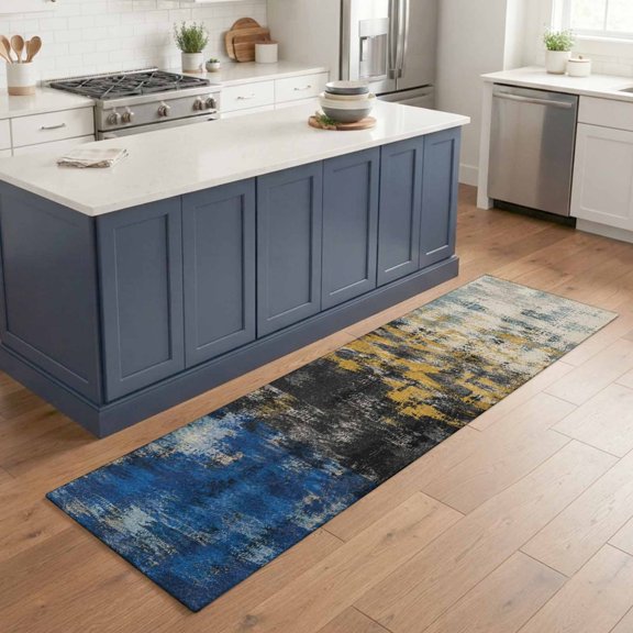 Modern Splash 2'x6' Runner Rugs for Hallway Kitchen Bedside Non Slip Washable, Absorbent Vintage Oil Painting Gradient Entryway Rug Runners with Rubber Backing, Long Carpet Runner for Laundry Room