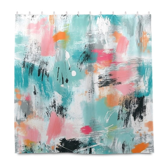 Modern Splash Color Pattern 72x72 Waterproof Shower Curtain Liners Durable Metal C-Hooks Fade-Proof Thermal Print Anti-Splash
