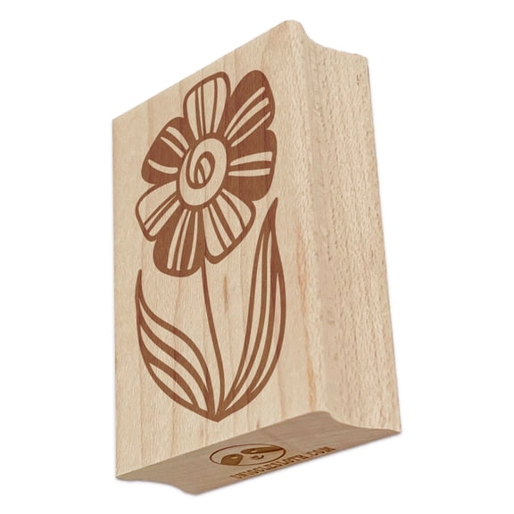 Modern Spring Summer Flower Rectangle Rubber Stamp Stamping Scrapbooking Crafting - Large 2.5in