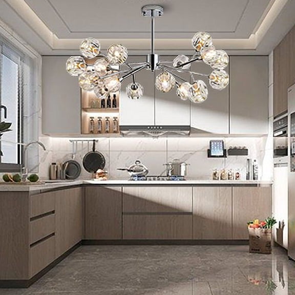 Modern Sputnik Chandelier, 18 Lights, Mid Century Design, Adjustable Height, For Living Room, Dining Room, Hallway, Bar