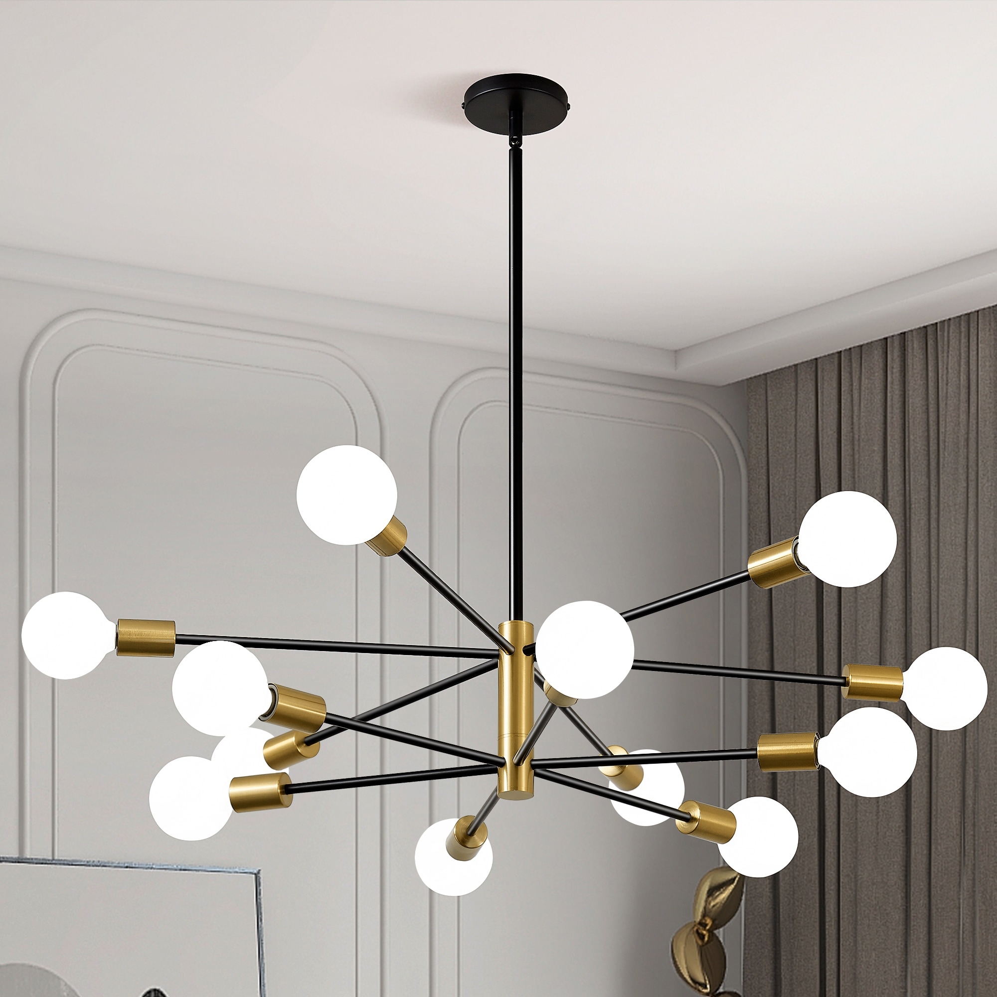 Modern Sputnik Chandelier Black and Gold Chandeliers Light