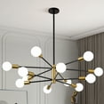 thumbnail image 1 of Modern Sputnik Chandelier Black and Gold Chandeliers Light Fixtures for Dining Room 12-Light - Black/Gold, 1 of 5