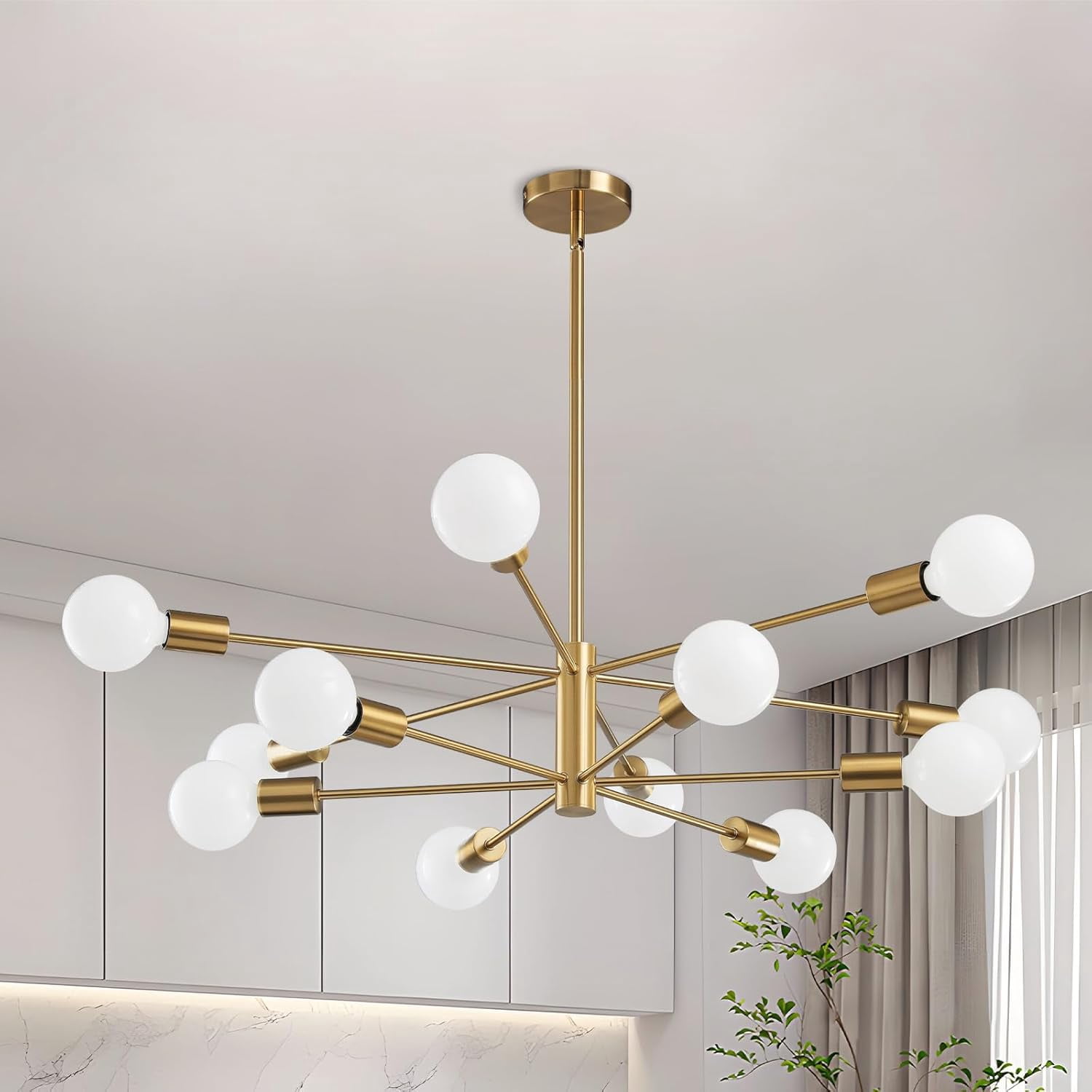 Modern Sputnik Chandeliers Light, 8-Light Gold Dining Room Chandelier ...