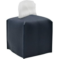 Modern Square Decorative PU Leather Facial Paper Case Organizer Holder Dispenser, Tissue Box Cover for Bathroom, Vanity Countertop, Night Stands, Desk, Car, 5X5X5inch
