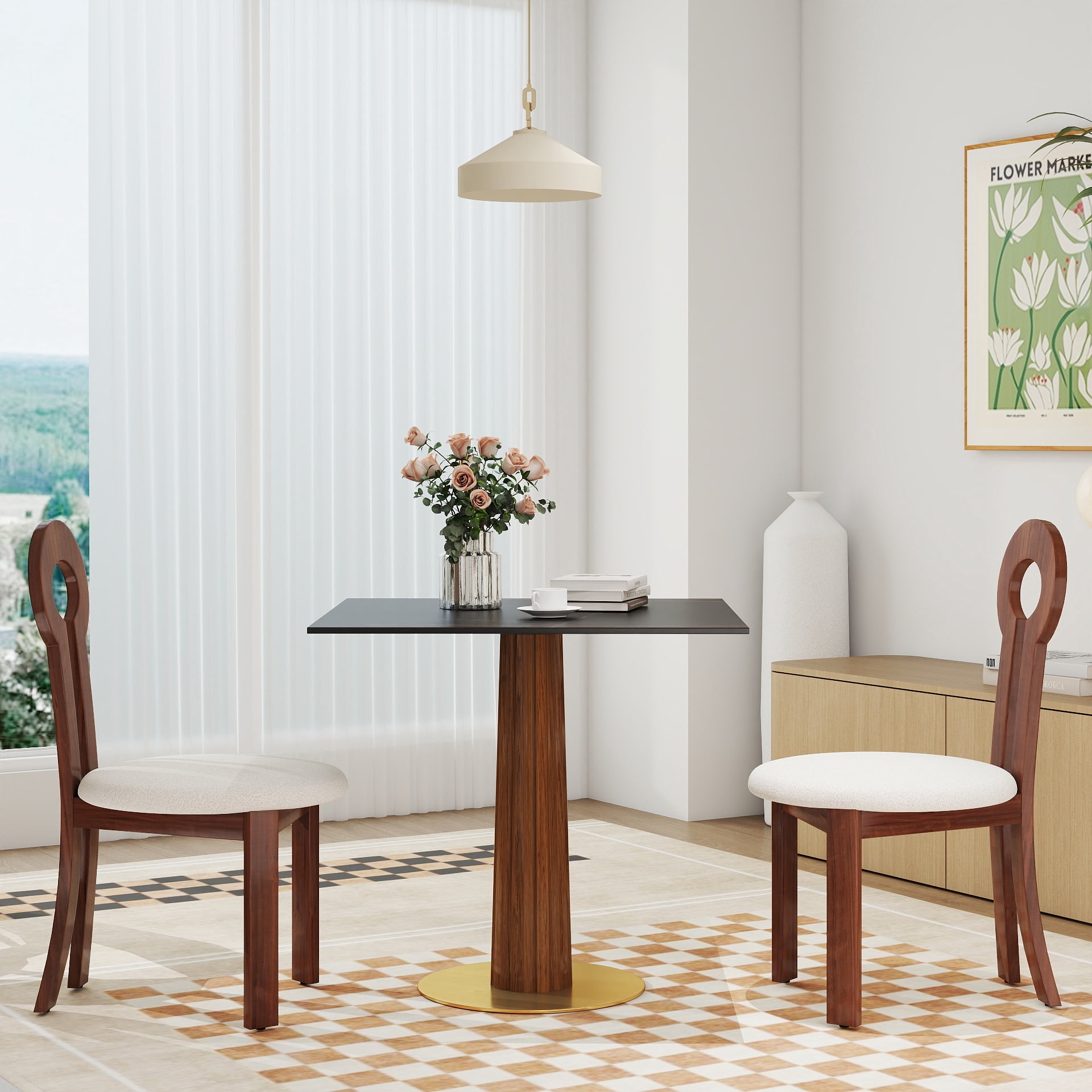 Kitchen Table Small Spacw Modern Square Dining Table, 33.5