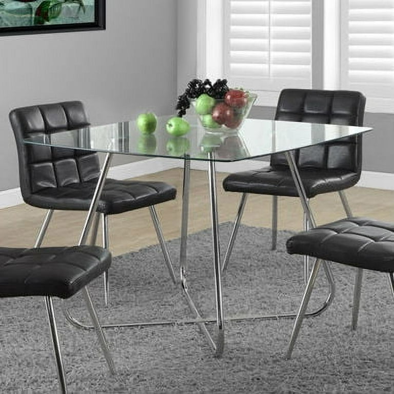 Modern Square Dining Table 40 x 40 inch with Tempered Glass Top