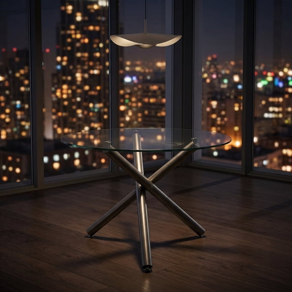 Modern Square Dining Table with Tempered Glass Top and Sturdy Metal Legs, Contemporary Space Saving Kitchen Table for Dining Room, Living Room, Kitchen & Small Spaces