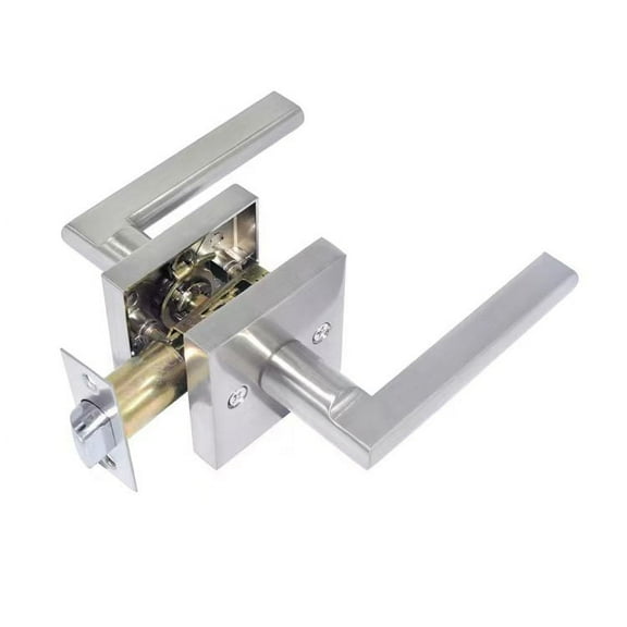 Modern Square Door Handle Lever Non-Locking Reversible for Right & Left Sided Doors Heavy Duty for Hallway and Closet