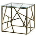 thumbnail image 1 of Modern Square End Side Table, Tempered Glass Top Metal Coffee Table, Gold, 1 of 7