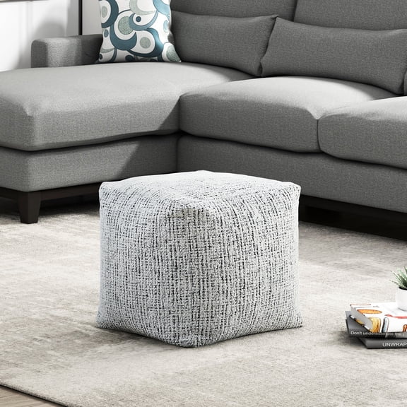 Modern Square Footstool | Ideal for Relaxing and Decor | Chenille Upholstery with Zipper | Non - slip Design