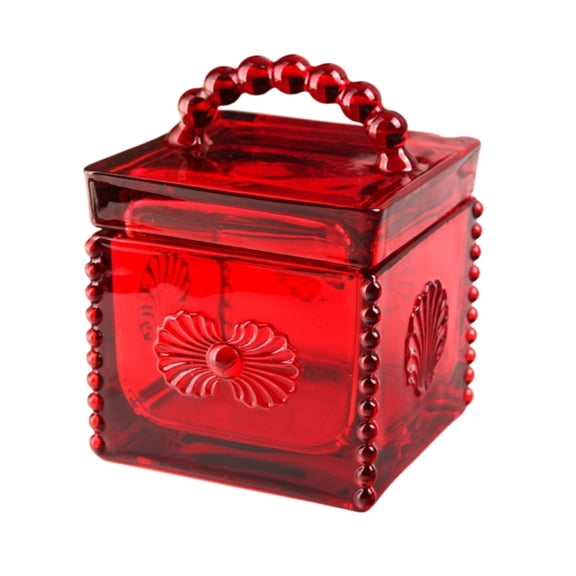 Modern Square Glass Pantries Container With Raised Floral Embossed Designs