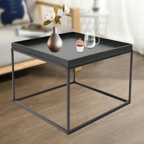 Modern Square Metal Coffee Table, Wrought Iron Side End Table For Home Office, Plant And Decor Display, Easy Assembly