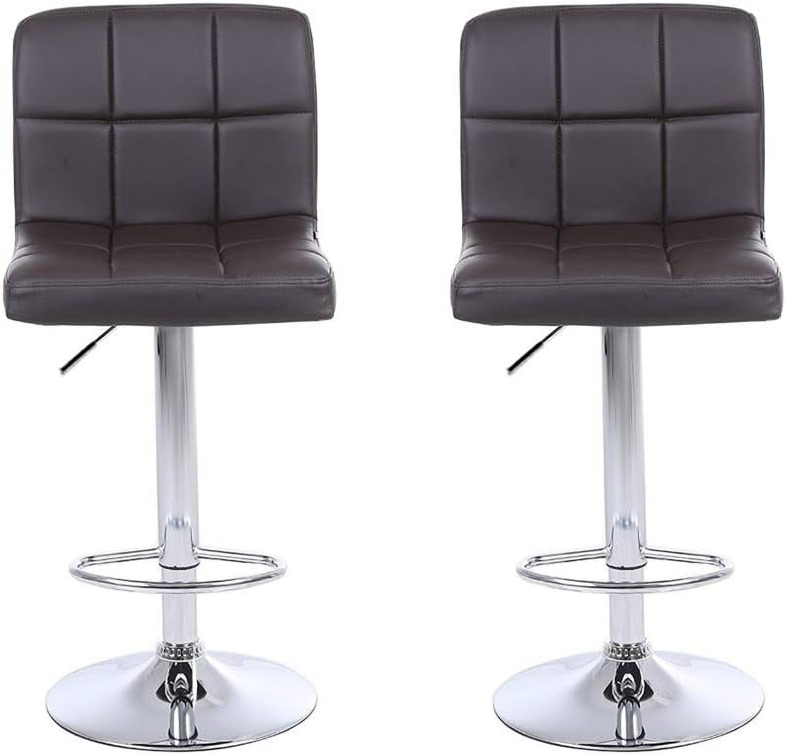 Modern Square PU Leather Adjustable Bar Stools, Set Of 2, Counter