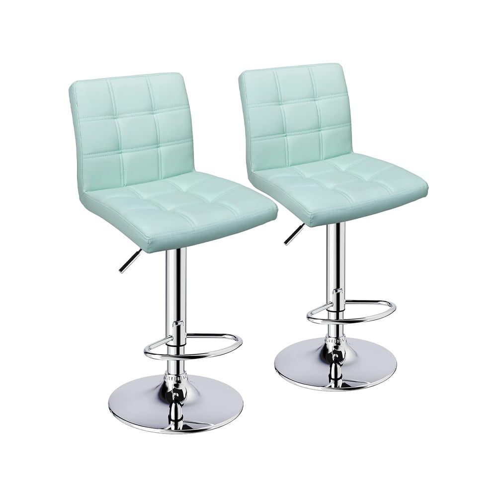 Modern Square PU Leather Adjustable Bar Stools with Back, Set of 2