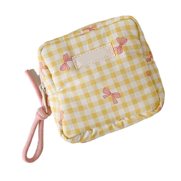 Modern Square Pattern Cosmetic Bag Durable Fabric Makeup Organizers Compact Travel Friendly Storage Solution