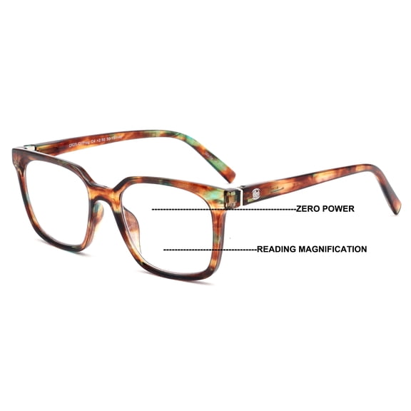 Modern Square Progressive Clear Lens Reading Glasses - Clear On Top - Multifocal Reading Glasses CR25 +2.00