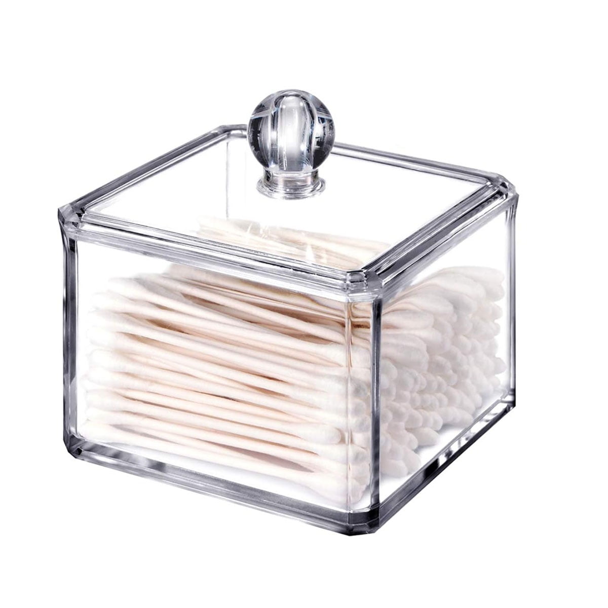 Modern Square Qtip Holder Acrylic Bathroom Vanity Countertop Storage